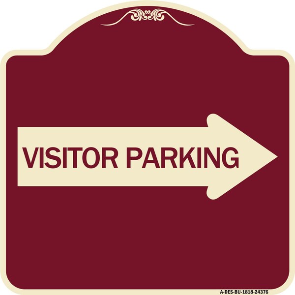 Signmission Visitor Parking With Right Arrow Heavy-Gauge Aluminum Architectural Sign, 18" x 18", BU-1818-24376 A-DES-BU-1818-24376 - main